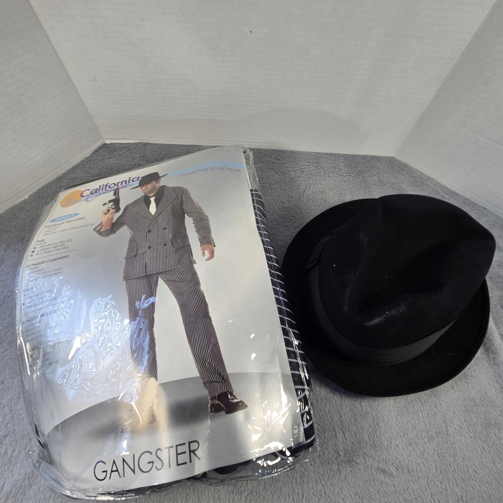 California Costumes Gangster Suit Pinstripe Mob Boss Set with Vintage Fedora Hat